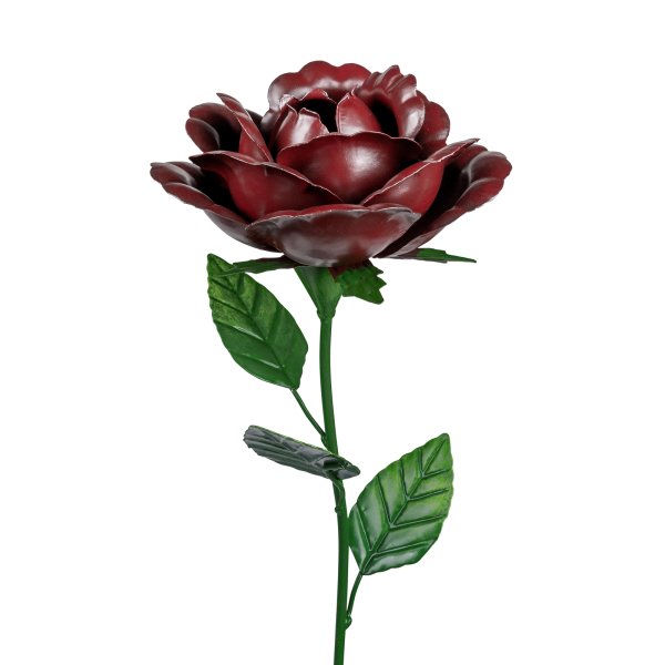 Gartenstecker Rote Rose H:70 cm aus Metall - Rosen Stecker, Blumenstecker, Gartendeko, Metalldeko, Dekofigur Garten