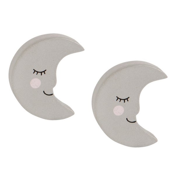 Möbelknopf Mond, 2er Set - Schubladenknopf Babyzimmer Kinderzimmer, Möbelknauf, Möbelgriff, Süße Träume