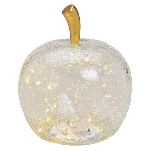 Dekoleuchte Apfel Leuchte (L) Glas, Transparent,  Apfel Lampe mit LED Lichterkette, Dekolampe, Tischleuchte, Apfellampe