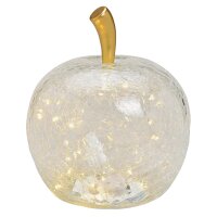 Dekoleuchte Apfel Leuchte (L) Glas, Transparent,  Apfel Lampe mit LED Lichterkette, Dekolampe, Tischleuchte, Apfellampe