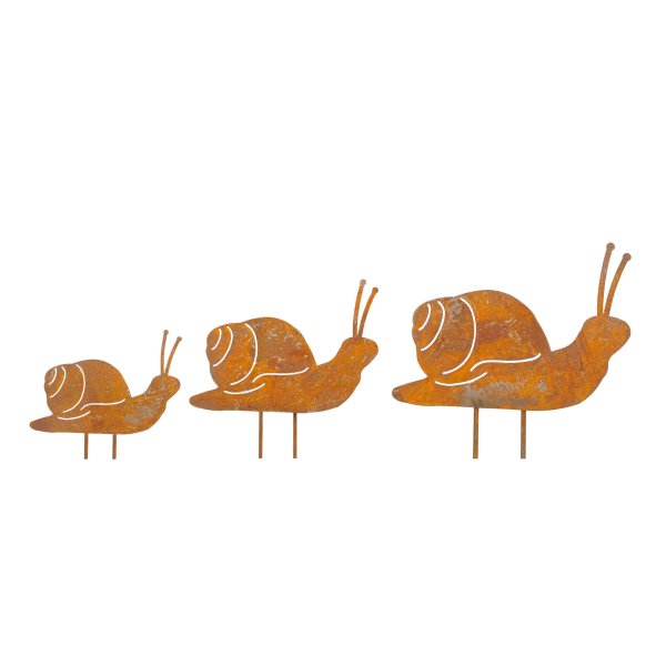 Gartenstecker Schnecke (3er Set) im Rost Design - Rostfigur für den Garten, Gartendeko, Metalldeko