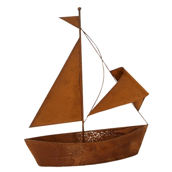 Dekofigur Schiff zum Bepflanzen H: 66 cm im Rost Design - Pflanzkübel maritim, Rostfigur Boot, maritime Gartendeko, Blumentopf, Metalldeko