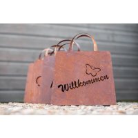 Dekofigur Tasche Willkommen zum Bepflanzen 32x27cm im...