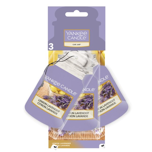 Auto Duft, Lufterfrischer LEMON LAVENDER (3er Set) - Yankee Candle Car Jar Paper Bonus, Raumduft, Autoduft