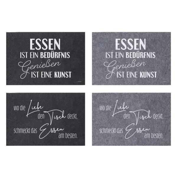Tischset mit Spruch aus Filz (4er Set) - Platzmatte Sprüche, Platzset, Tischmatte, Filzset