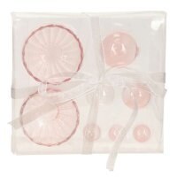 Glas Schwimmschale mit Schwimmkugel rosa, 8-teilig **B-WARE** - Schwimmsortiment, Teichdeko, Schwimmkerzen, Tischdeko, Teelichthalter
