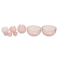 Glas Schwimmschale mit Schwimmkugel rosa, 8-teilig - Schwimmsortiment, Teichdeko, Schwimmkerzen, Tischdeko, Teelichthalter