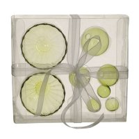 Glas Schwimmschale mit Schwimmkugel grün, 8-teilig - Schwimmsortiment, Teichdeko, Schwimmkerzen, Tischdeko, Teelichthalter