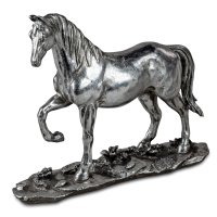 Dekofigur Skulptur Pferd 17x20 cm, silber - Pferde Deko,...