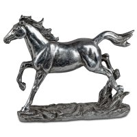 Dekofigur Skulptur Pferd 22x25 cm, silber - Pferde Deko,...