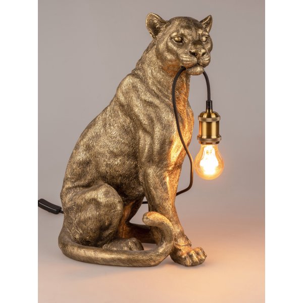 Tischleuchte Lampe Katze Löwe sitzend H:52 cm antik gold -  Tischlampe, Moderner Deko Stil, Tierleuchte
