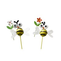 Blumenstecker Biene mit Blume 3D aus Metall (2er Set) -...