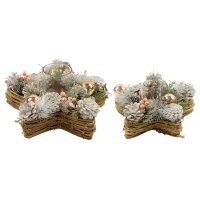 Grosses Adventsgesteck Sternlichter "Carnel" D:28 cm mit Zapfen, Kugeln und Teelichtglas - Adventsdeko Stern, Adventskranz, weihnachtliche Tischdeko