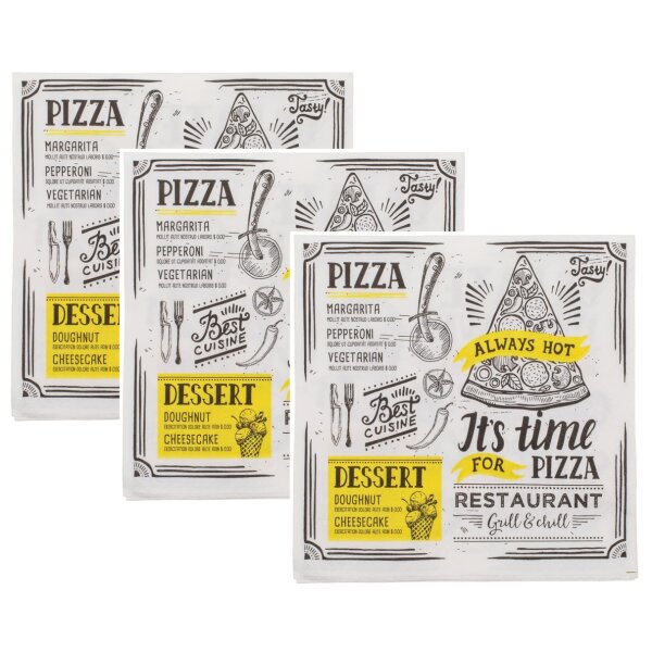 Servietten Tasty Pizza Time 3 x 20er Pack (33x33 cm) - Papierservietten, Tischdeko, Party, Grillparty