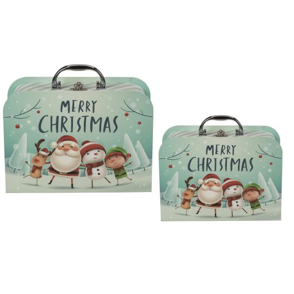 Geschenkkarton Set Koffer Weihnachten "Merry Christmas" (2er Set) - Weihnachten Karton, Geschenkbox , Geschenkschachtel