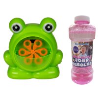 Seifenblasenmaschine Frosch mit Seifenblasen Nachfüllflasche  500 ml - Bubble Machine, Seifenlauge, Give Away, Mitbringsel, Kindergeburtstag