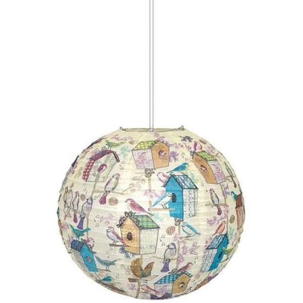 Papier Laterne Lampenschirm Birdhouse mit Vogel und Vogelhaus - Hängelaterne, Lampion Kinderzimmer, Zimmerlampe