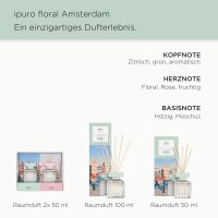 Raumduft ipuro FLORAL AMSTERDAM 50 ml - Duftstäbchen, Keramik Verdunster, Diffuser, Raum Duft