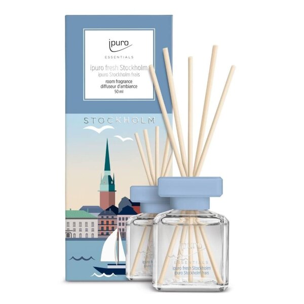 Raumduft ipuro FRESH STOCKHOLM 50 ml - Duftstäbchen, Keramik Verdunster, Diffuser, Raum Duft