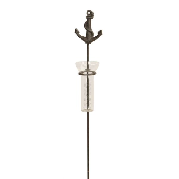 Regenmesser Gartenstecker Anker H:84 cm aus Gusseisen - Deko Niederschlagsmesser maritim, Schiff, Küste, maritime Gartendeko Meer, Metalldeko