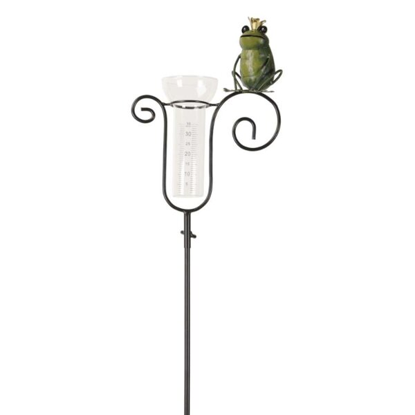 Regenmesser Gartenstecker Frosch Froschkönig H:130 cm aus Eisen - Deko Niederschlagsmesser Frösche Garten, Gartenteich, Gartendeko, Metalldeko