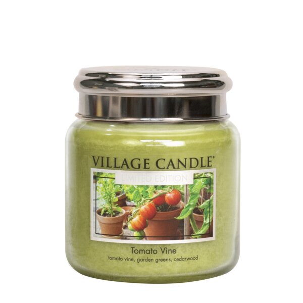 Village Candle Duftkerze im Glas (medium) Tomato Vine - Limited Edition - Kerze mit 2-Docht Technologie