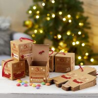 Adventskalender Boxen DIY zum Falten mit Hänger für 24 kleinen Geschenke -  Faltboxen Bastelset Advent, Do it yourself, Weihnachten