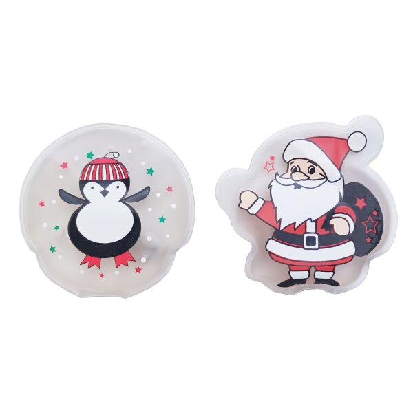 Taschenwärmer Santa & Pinguin (2er Set) - Wichtelgeschenk, Handwärmer, Taschenheizkissen