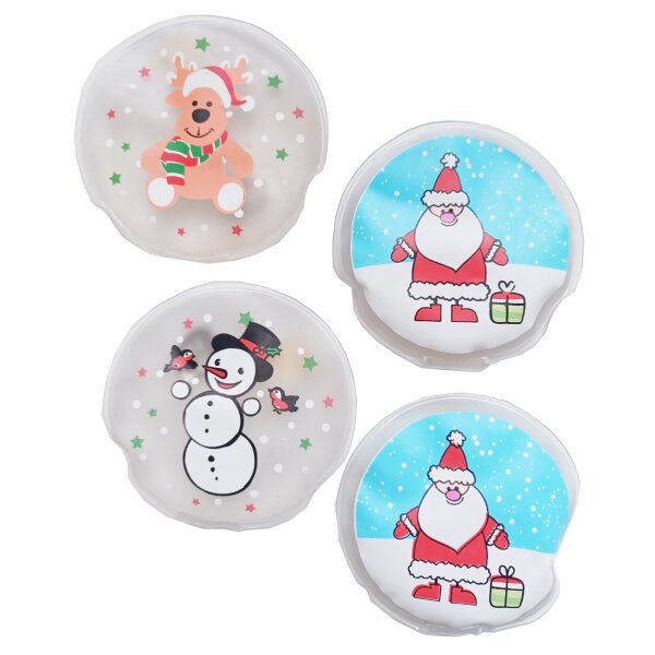 Taschenwärmer Schneemann, Elch & Santa (4er Set) - Wichtelgeschenk, Handwärmer, Taschenheizkissen