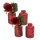 4er Set Glasflaschen "Jazz" rot - kleine Vase, Blumenvase, Tischdekoration, Glasvasen, Landhaus