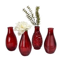 4er Set Glasflaschen "Decor", rot - Vase,...