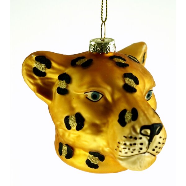 Baumschmuck Leopard Leopardenkopf gold - Hänger Afrika Tiere, Baumkugel, Weihnachtsdeko, Christbaumkugel, Weihnachten