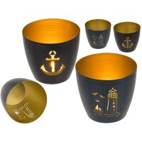 Windlicht Maritim (2er Set) 10x9 cm aus Metall mit...