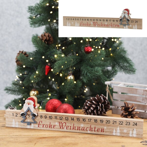 Holz Adventskalender Tagesanzeiger Weihnachtsmann L: 40cm - Adventsdeko, Weihnachten Deko, Advent