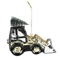 Baumschmuck Traktor mit Schaufel und Weihnachtsbaum -...