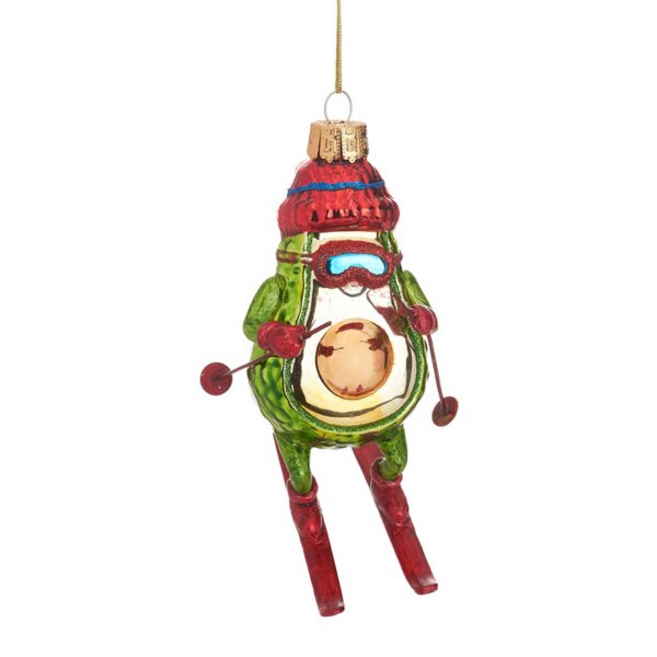 Baumschmuck Ski fahrende Avocado - Baumkugel Skifahrer, Weihnachtsdeko, Christbaumkugel, Christbaumschmuck, Weihnachten