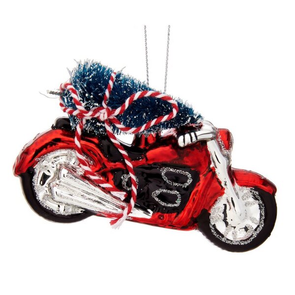 Baumschmuck Motorrad mit Weihnachtsbaum - Baumkugel für Motorradfahrer, Weihnachtsdeko, Christbaumkugel, Christbaumschmuck, Weihnachten