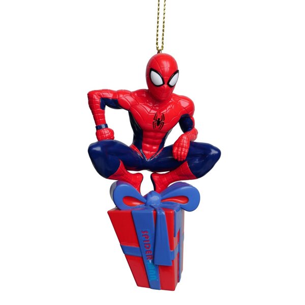 Baumschmuck Spiderman auf Geschenk -  Weihnachtskugel für Disney Fans, Baumkugel Marvel Comic, Weihnachtsdeko