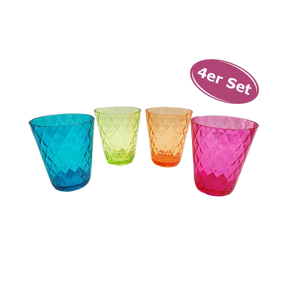 4 Stück Camping Glas Farbig Gläser Trinkglas Acryl Partyglas Kunststoff Glas Set 