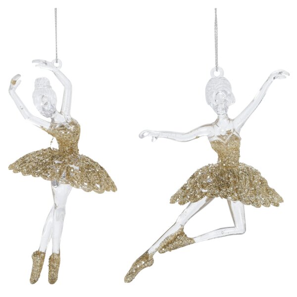 Baumschmuck Ballerina gold (2er Set) - Ballett Weihnachtsdeko, Christbaumkugel, Weihnachten