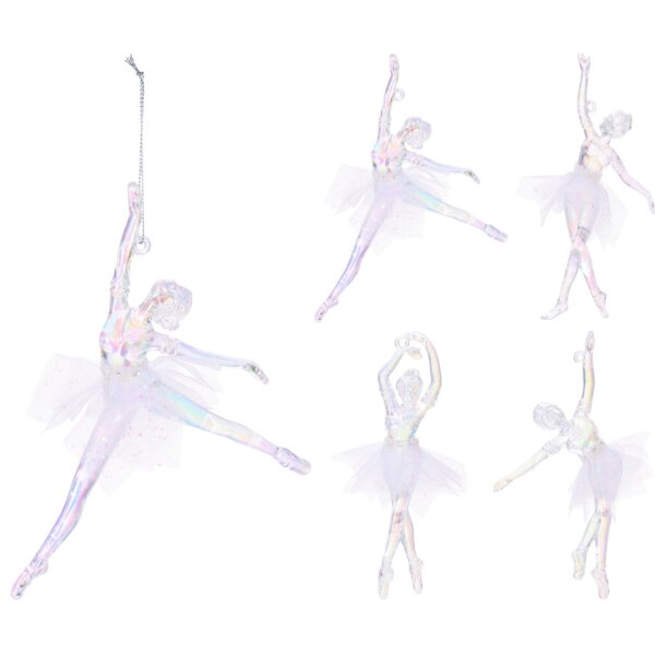 Baumschmuck Ballerina klar (4er Set) H:15 cm - Ballett Weihnachtsdeko, Christbaumschmuck Ballettänzerin, Deko Weihnachten