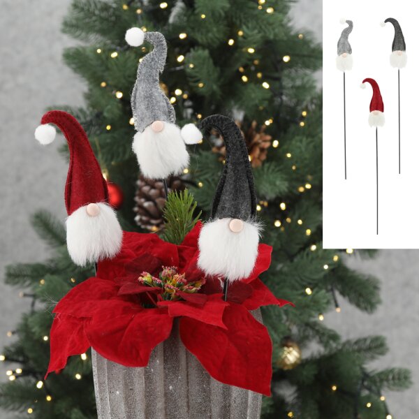 Blumenstecker Wichtel aus Filz (3er Set) - Weihnachtsdeko, Pflanzstecker, Blumen Deko Advent, Weihnachten