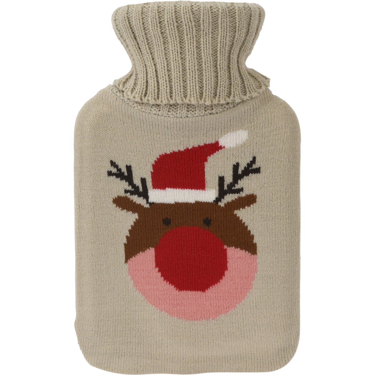 Wärmflasche Rentier, 1 L mit Strickbezug