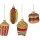 Baumschmuck Fast Food (4er Set) - Hamburger, Pommes, Popcorn, Hot Dog - Baumkugel Essen, Weihnachtsdeko, Christbaumkugel, Weihnachten