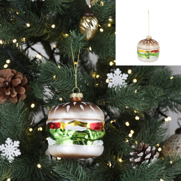 Baumschmuck Hamburger - Baumkugel Fast Food Burger, Weihnachtsdeko Essen, Christbaumkugel, Weihnachten