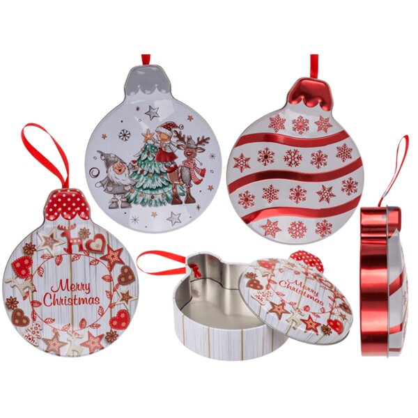 Geschenkdose Keksdose Weihnachtskugel Baumkugel (3er Set) - Gebäckdose, Plätzchendose, Blechdose für Kekse