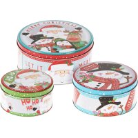 Gebäckdose Keksdose Merry Christmas rund (3er Set) -...