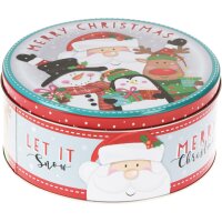Gebäckdose Keksdose Merry Christmas rund (3er Set) - Geschenkdose, Plätzchendose, Blechdose, Vorratsdose für Kekse