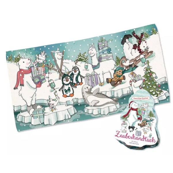 Magisches Handtuch Krippe Weihnachten 60x30 cm - Zauberhandtuch, Kinder Handtuch, Kindergeschenk, Weihnachtsabend, Adventskalender