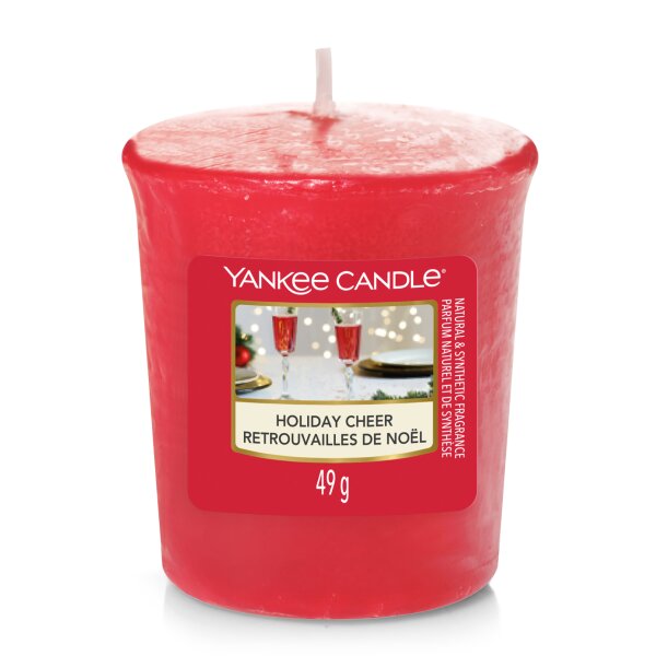 Yankee Candle Votivkerze HOLIDAY CHEER - Kerze mit Brenndauer bis zu 15 Stunden